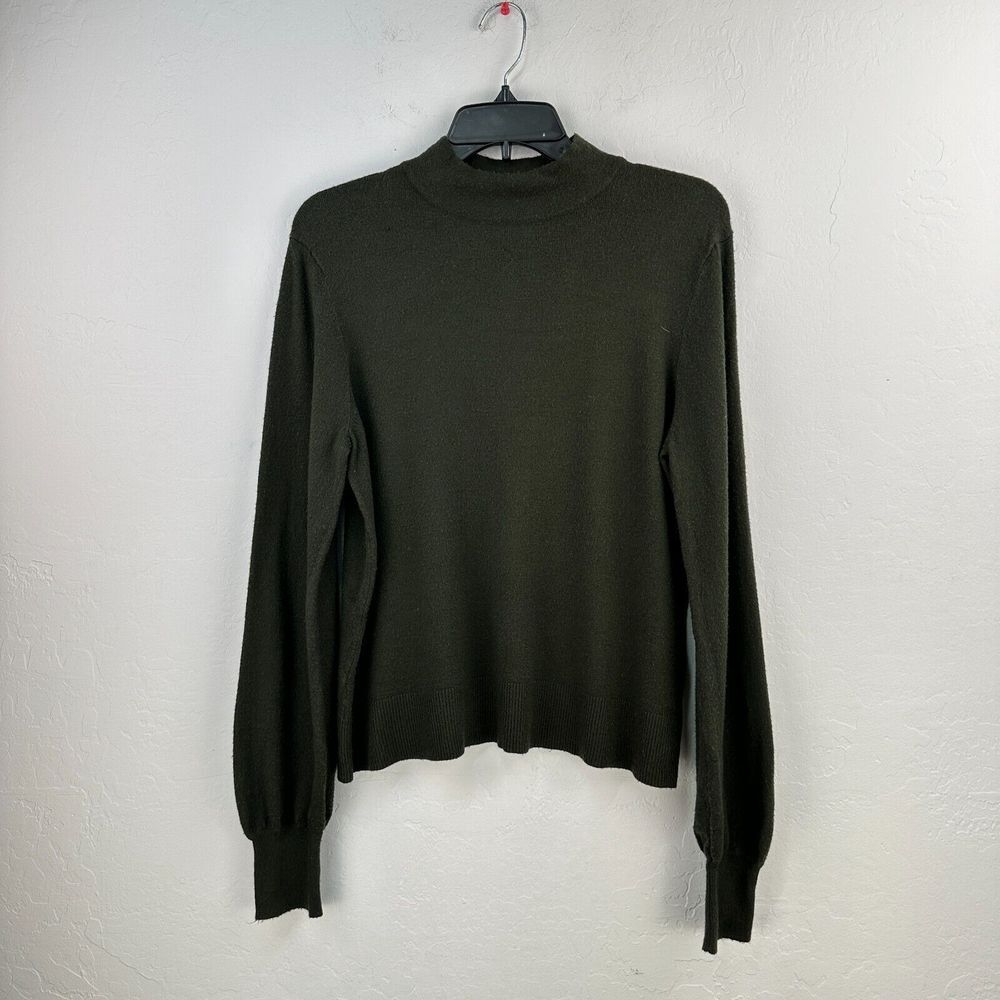 Philosophy Sweater Womens L‎ Green Mock Neck Long Sleeve Knit Ribbed Hem